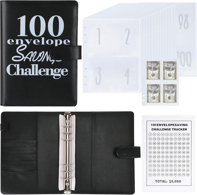 NICOOTH 100 Envelopes Money Saving Binder A5 Savings Challenge Book Easy and Fun Way to Save $5050 - Image 1